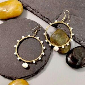 Elegant Boho Chic Hoop Earrings with Pearls